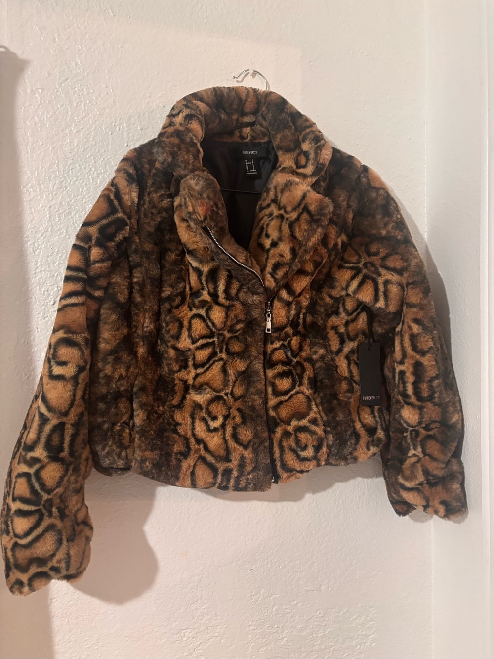 Forever 21 Brown Leopard Print Teddy Jacket